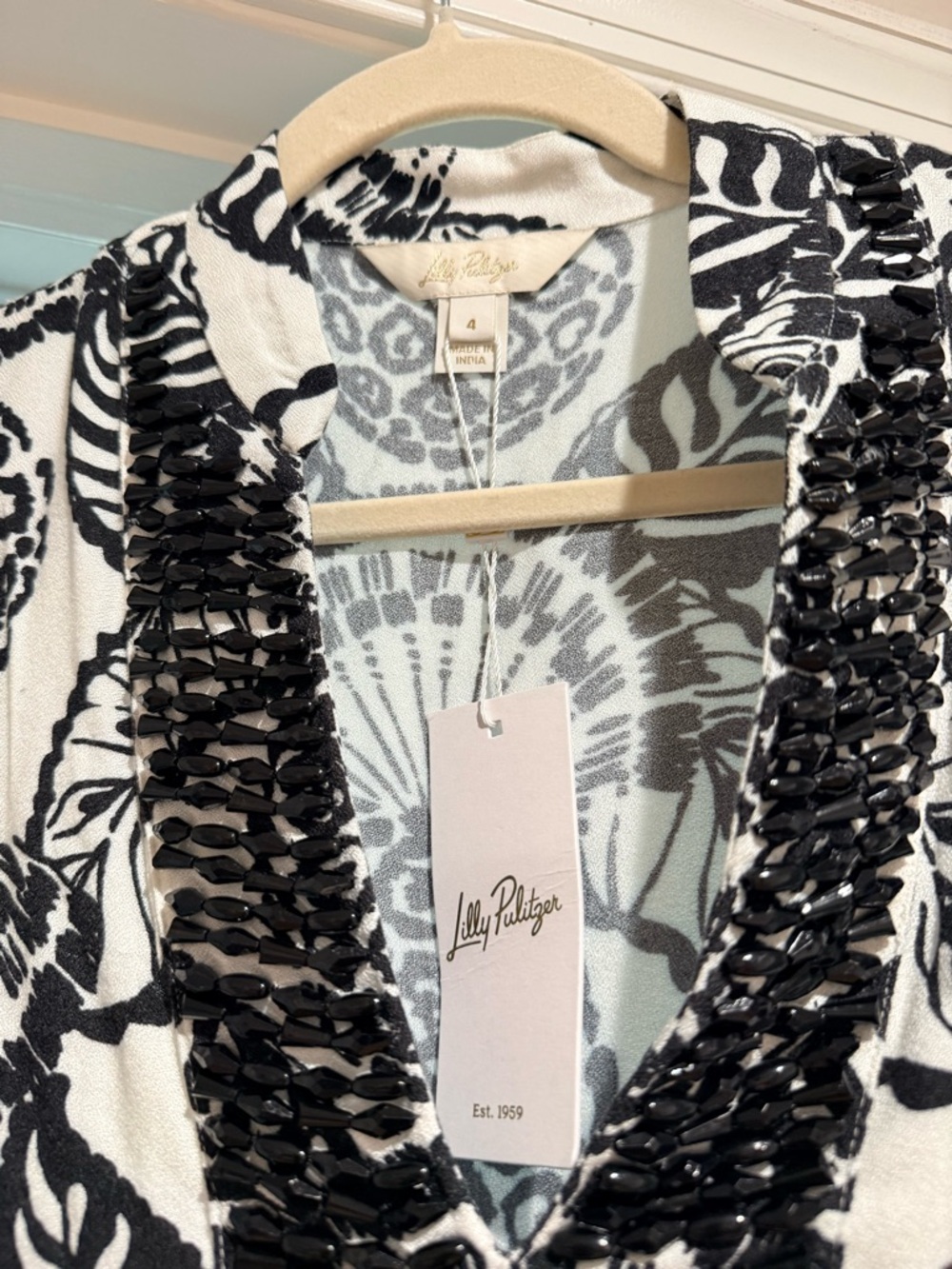 Lilly Pulitzer Black and White Long Printed Tunic Dress - Picture 2 of 3